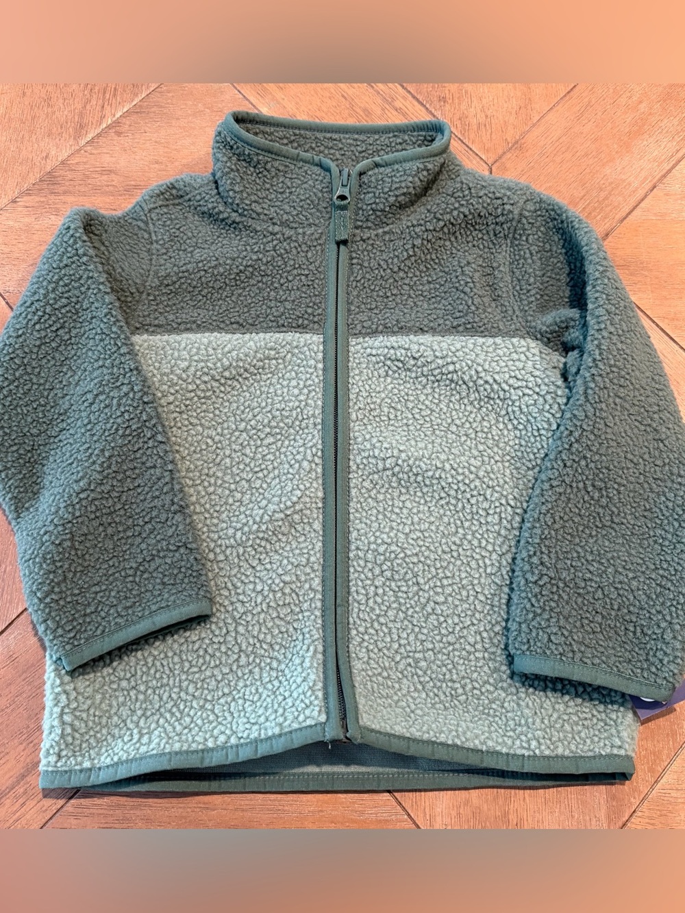 OshKosh B'gosh Green Sherpa Fleece Zip Jacket Toddler Size 3T NWT